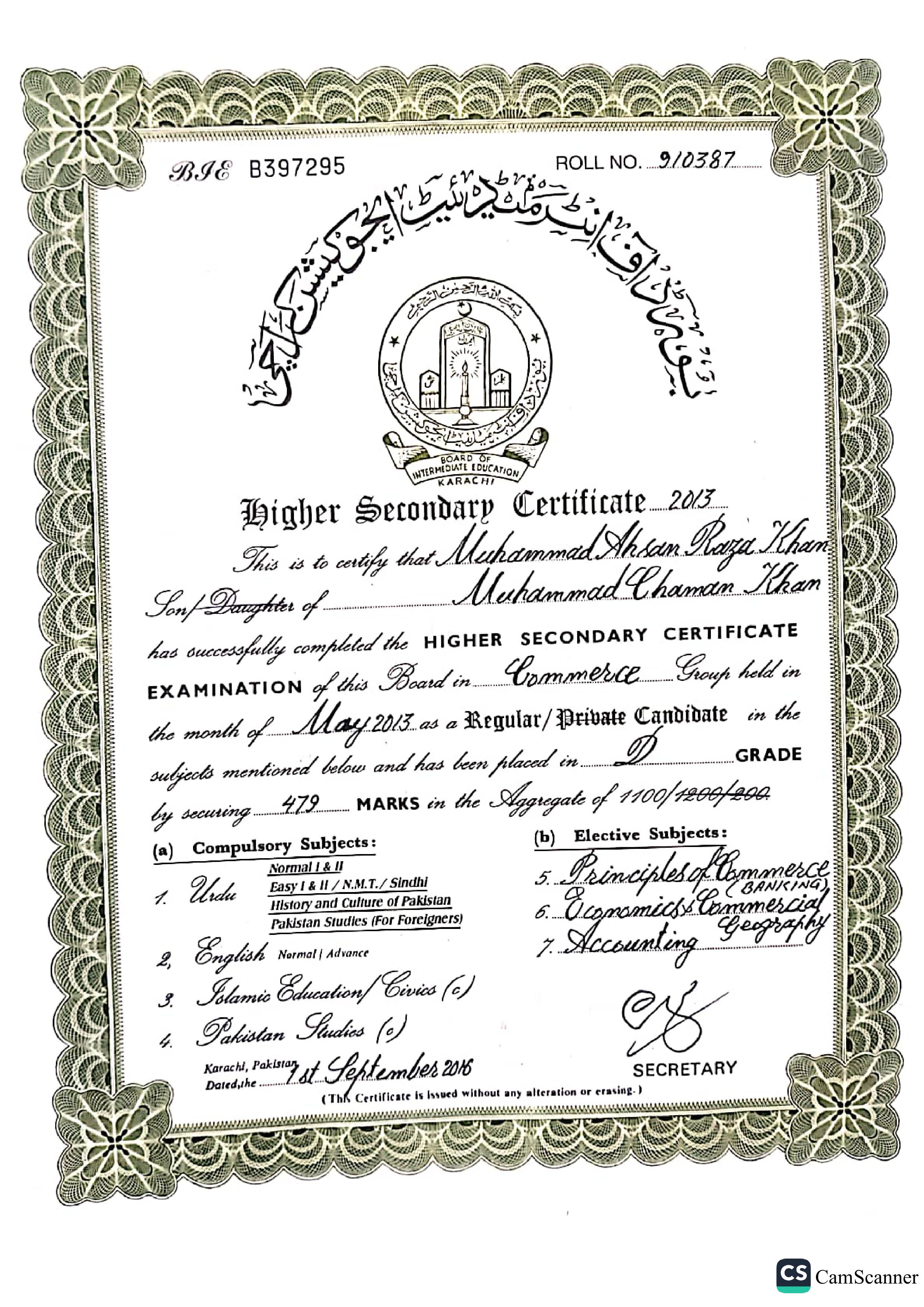 Certificate